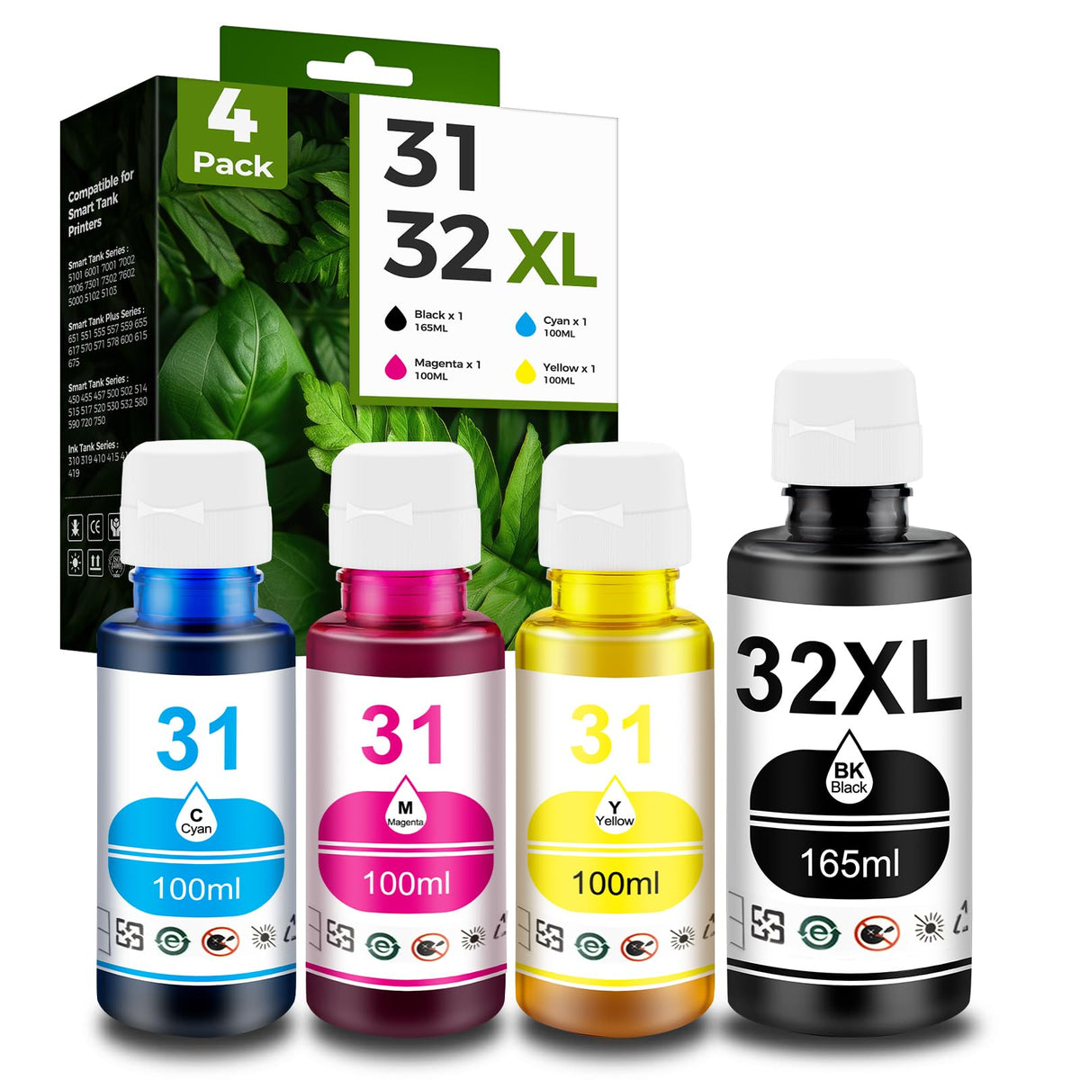 Pristar 8 Pack 32XL 31 Ink Compatible with HP 31 32XL Ink Bottle Set