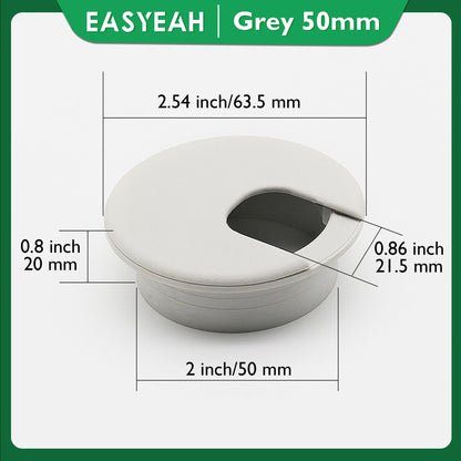EASYEAH 2 Pcs Desk Grommet 2" / 50 mm, Desk Cord Hole Cover, Cable Grommet ABS Plastic, Desk Hole Grommet for Home & Office Pc, Detachable Cable Cord Organizer-Light Grey
