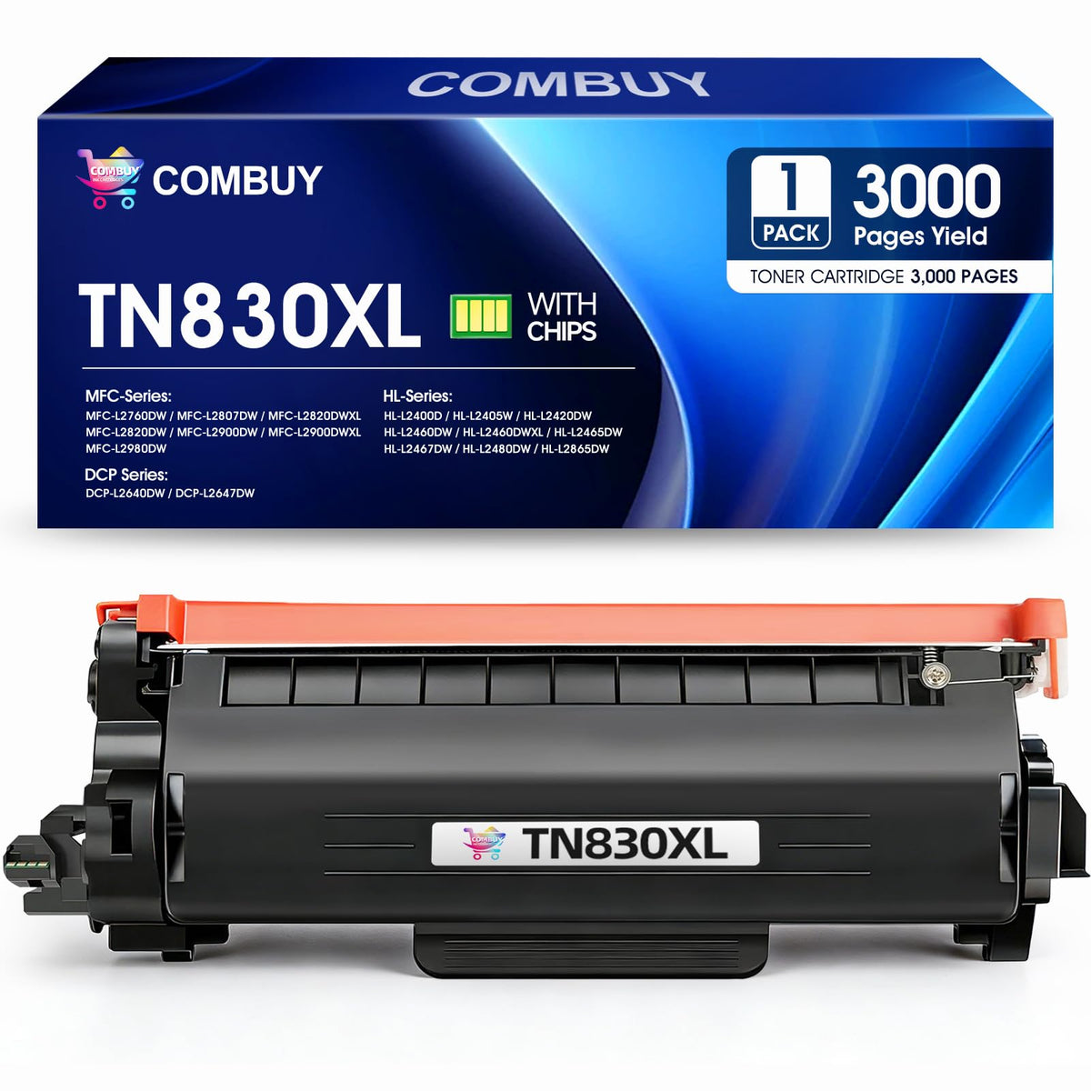 COMBUY TN830XL Toner Cartridge Replacement for Brother TN830XL TN830 TN-830