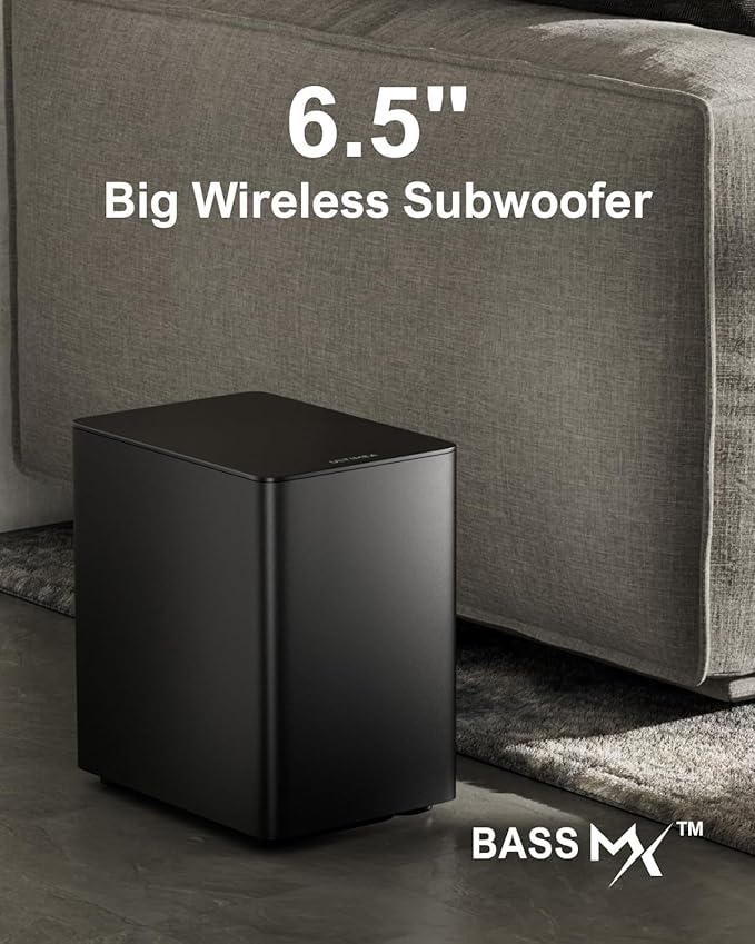 ULTIMEA 7.1CH Surround Sound System for TV, Soundbar with Dolby Atmos, 6.5" Wireless Subwoofer, APP Control, 4 Wired Surround Speakers, Peak Power 460W Soundbar for TV, Poseidon D80 (New 2025 Model)