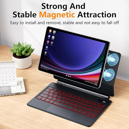 Magnetic Keyboard Case for Samsung Galaxy Tab S10 Lite/S10 FE/S9 FE 5G 10.9", S11/S9 11",Wireless Backlit Keyboard Case Floating Cantilever Stand Multi-Touch Trackpad with S Pen Slot,LED Display