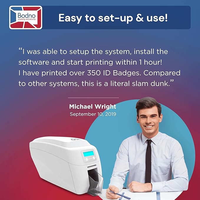 Bodno Magicard 300 Dual Sided ID Card Printer & Complete Supplies Package ID Software - Gold Edition