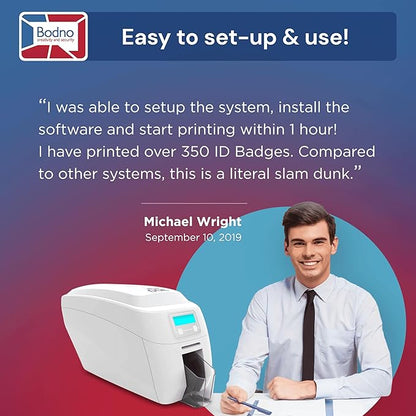 Bodno Magicard 300 Dual Sided ID Card Printer & Complete Supplies Package ID Software - Gold Edition