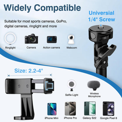 Nineigh 72" Tripod for iPhone, Phone & Camera Travel Tripod Stand with Remote, Compatible with Smartphone/Gopro