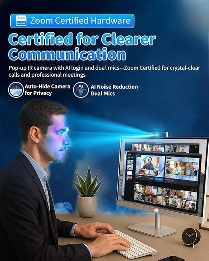 HP 27" All-in-One Desktop Computer - FHD Touchscreen | Intel Ultra 7‑155U | AI‑Enhanced Display, Facial Login | Privacy Pop‑Up Camera | Win 11 Pro, w/Accessories | 64GB DDR5 + 2TB SSD