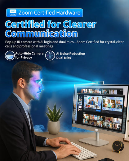 HP 27" All-in-One Desktop Computer - FHD Touchscreen | Intel Ultra 7‑155U | AI‑Enhanced Display, Facial Login | Privacy Pop‑Up Camera | Win 11 Pro, RECOLX AI Voice Recorder | 32GB DDR5 + 1TB SSD