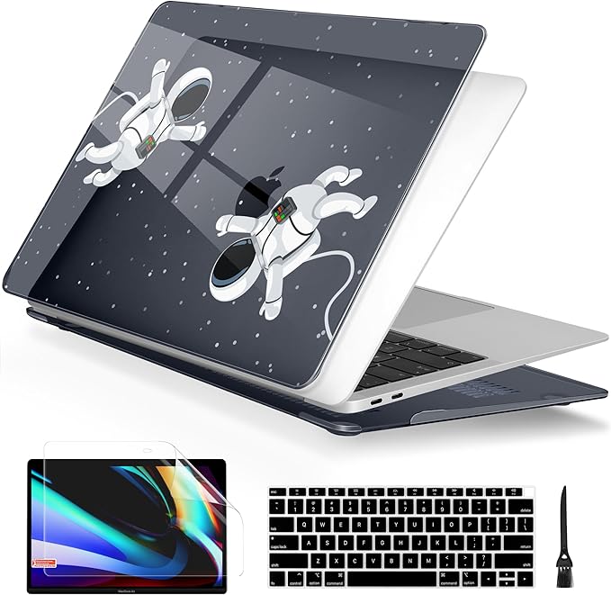 Batianda Case for M1 MacBook Air 13 Inch Model A2337 A2179 A1932 2021 2020 2019 Release,3D Painted Creative Series Design Hard Shell with Keyboard Cover & Screen Protector, Cosmonaut