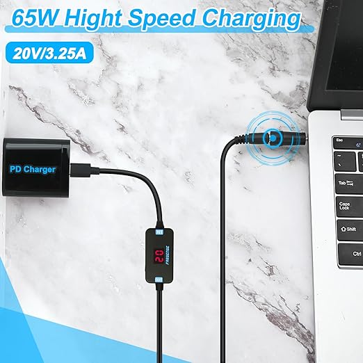 FARSENSE USB C to DC Adapter,Barrel PD Trigger Cable(3.3ft) with USB A to USB C Tips/3.5x1.35mm Tips,USB to DC Power Cable can Switching and LED Display Voltage