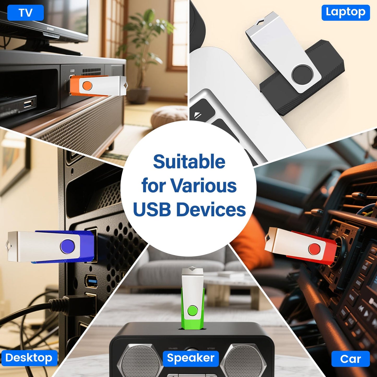 4GB Flash Drive 2 Pack, Wooolken USB 2.0 Thumb Drives Memory Stick