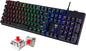 RisoPhy Mechanical Gaming Keyboard, RGB 104 Keys Ultra-Slim LED Backlit USB Wired Keyboard with Red Switch, Durable ABS Keycaps/Anti-Ghosting/Spill-Resistant for PC Mac Xbox Gamer
