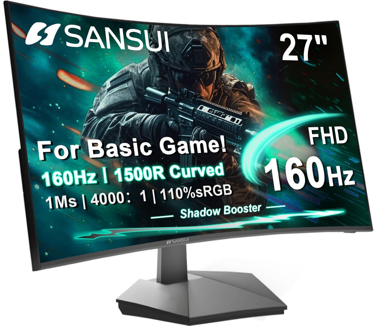 SANSUI 24 Inch Gaming Monitor 180Hz, DP 1.4 & HDMI 2.0 Ports High Refresh