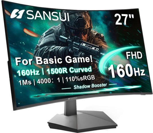 SANSUI 24 Inch Gaming Monitor 180Hz, DP 1.4 & HDMI 2.0 Ports High Refresh