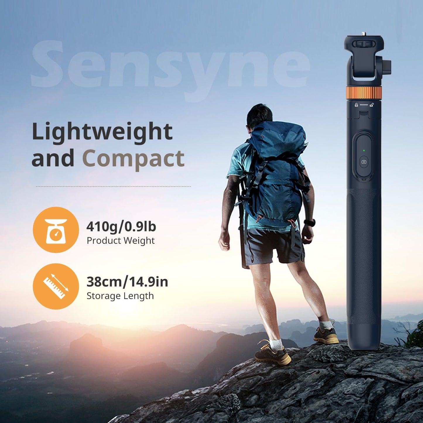 Sensyne 72" Phone Tripod, Extendable Selfie Stick with Detachable Phone Holder Compatible with All Cell Phones/Camera Blue