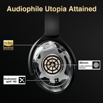 Bluetooth Headphones, Premium Active Noise Cancelling Wireless Headphones Over Ear, 50H Playtime, Hi-Res Audio, Deep Bass, Memory Foam Ear Cups for Travel, Home Office