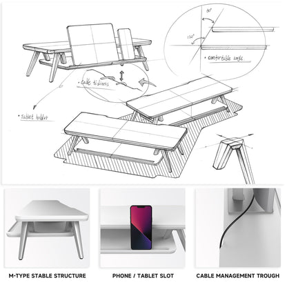 Fenge Monitor Stand Riser, Wooden Desk Shelf with 2-Tier Storage