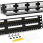 AMPCOM Premium Series CAT6 48 Ports Patch Panel, Rack Mount - 2U, 19 inch, RJ45 Ethernet 568A 568B, 15u Gold Plated, with Rear Cable Support Bar