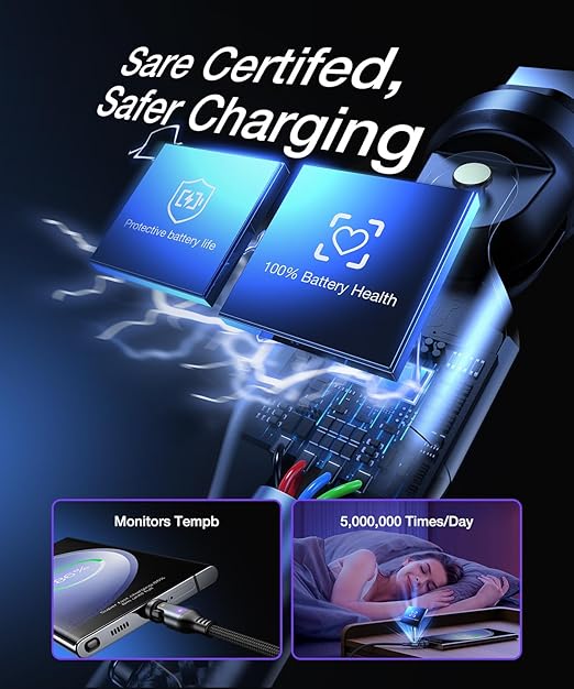 A.S Gen3 USBC Magnetic Charging Cable 240W (2Pack, 3.3ft/6ft), 9Pin USB C to USB C Magnet Charger Cable/360&180 Rotation Magnetic Phone Charger Data Cable for Phone 15/Samsung/M-Book/Pad Series