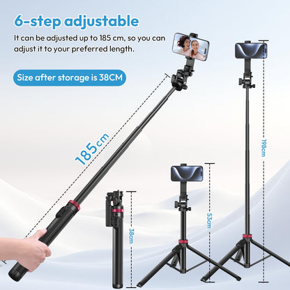 Ulanzi MT-78 Extendable Phone Tripod, 72.83" Selfie Stick Camera Stand