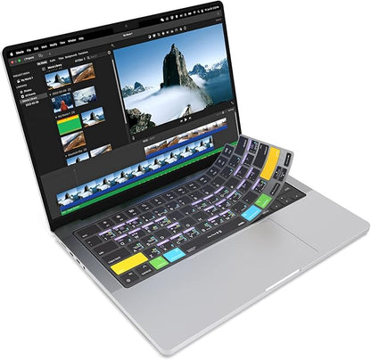 JCPal iMovie Shortcut Guide Keyboard Cover for Apple MacBook Pro 14 inch and MacBook Pro 16 inch (M1-M4 Models) and MacBook Air 13 inch and MacBook Air 15 inch (M2-M4 Models) (US-Layout)