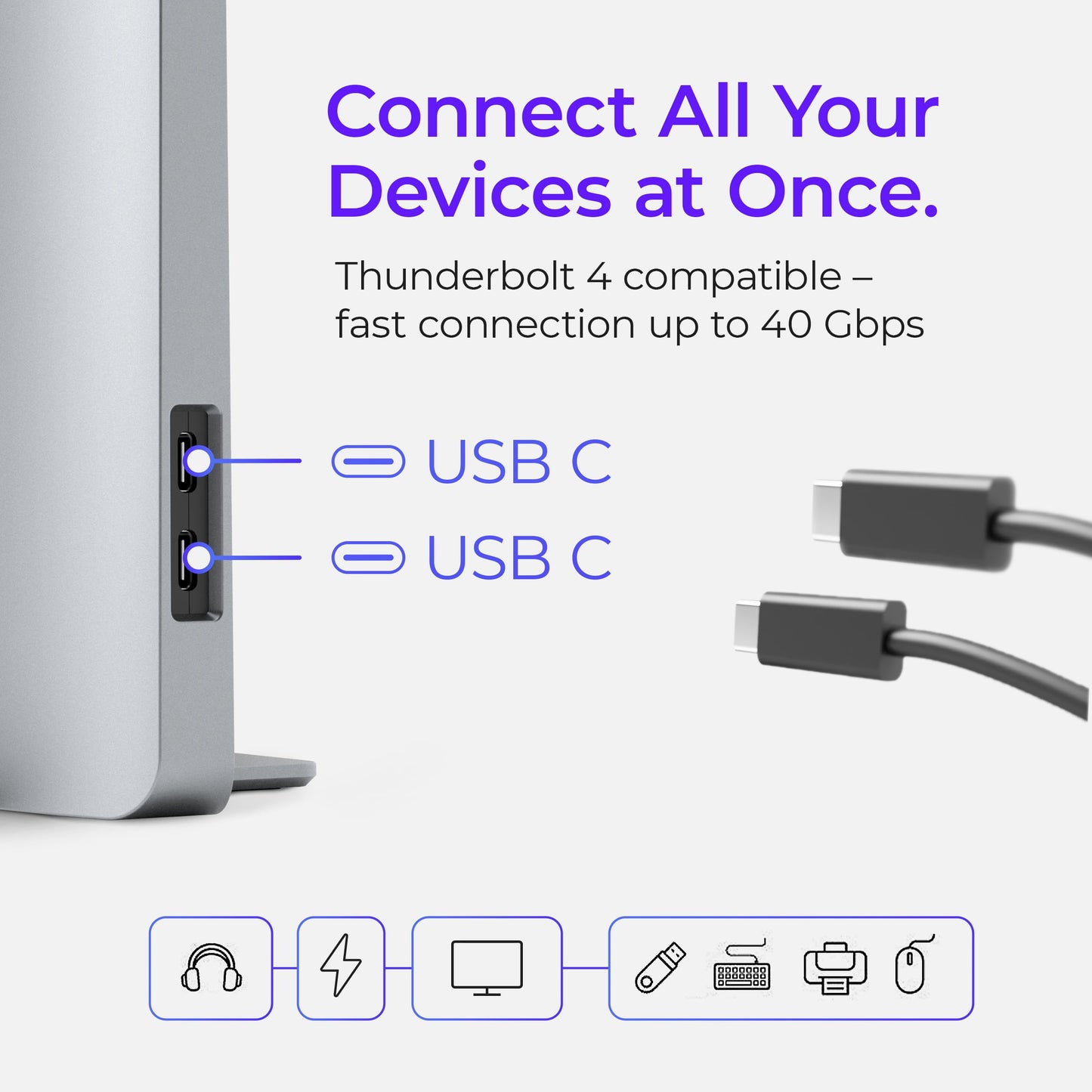 Dock for 13" Apple MacBook Air - Docking Station - Connect Dual Displays with Two Thunderbolt 4 USB-C Ports - Mac Docking Station Hub - Supports MacBook Air 13" (M2,M3,M4,M5 2022-2026)