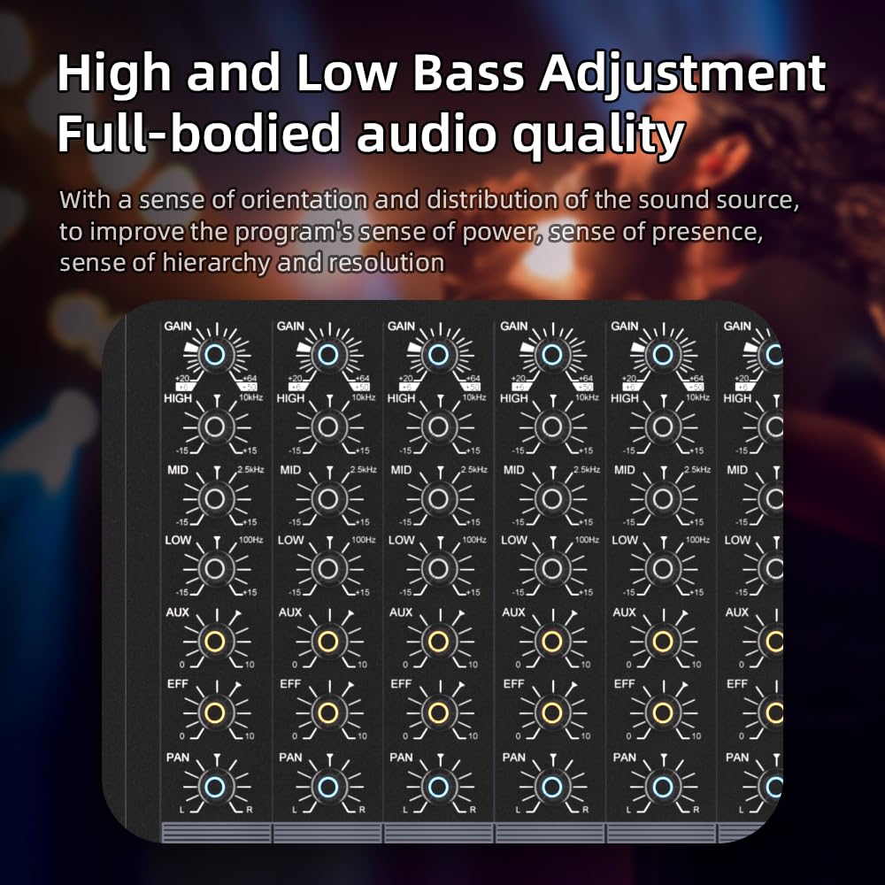 G‑MARK MR80S 8‑Channel Analog Audio Mixer, USB Bluetooth Mixing Console with 48V Phantom Power & Reverb Effect, Sound Board Controller for PC Recording, Stage DJ, Live Streaming & Studio