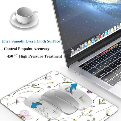 Purple Floral Potted Plants Mouse Pads for Desk, Portable Wireless Computer Mouse pad Small Design with Women, Non-Slip Rubber Base Laptop Mousepad 9.5" x 7.9" Smooth Surface for Office & Travel