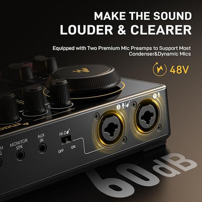 MAONO Podcast Equipment Bundle for 2: Audio Interface Mixer with 2 XLR Dynamic Mic and 2 Headphone Noise Reduction Podcast Streaming MaonoCaster E2 Gen2