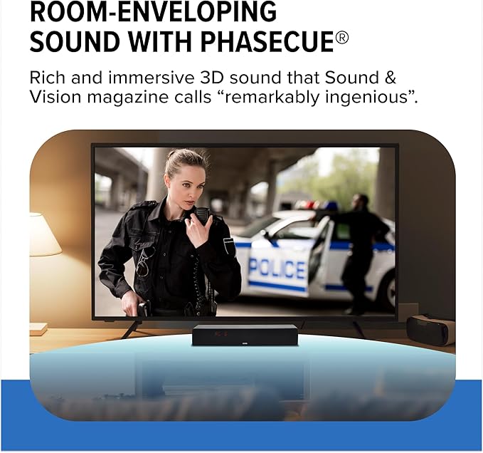ZVOX Dialogue Clarifying Sound Bar - Patented Hearing Technology, AccuVoice TV Sound Bar with 12 Levels of Voice Boost, 17" Home Theater TV Speakers, Ideal for Smart TVs - AV157 Black