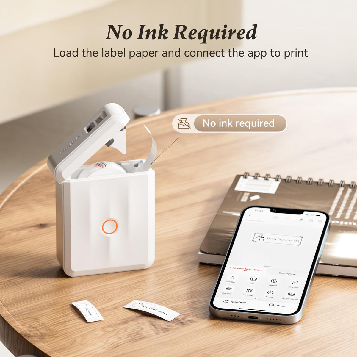 NIIMBOT D110 Label Maker Machine, Bluetooth Thermal Label Printer