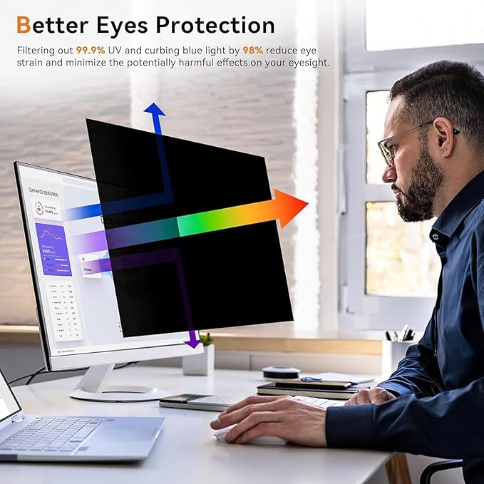[5-Pack] 24 Inch 16:9 Computer Privacy Screen Filter for Monitor - Privacy Shield and Anti-Glare Protector