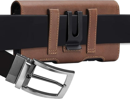 BECPLT for iPhone 17 Pro 17/16/15/14/13/12/11 Pro Holster Case Leather Pouch Case Holster with Belt Clip & Belt Loops with Card Holder for Galaxy S25 S24 S23 S22 S21 5G -Brown