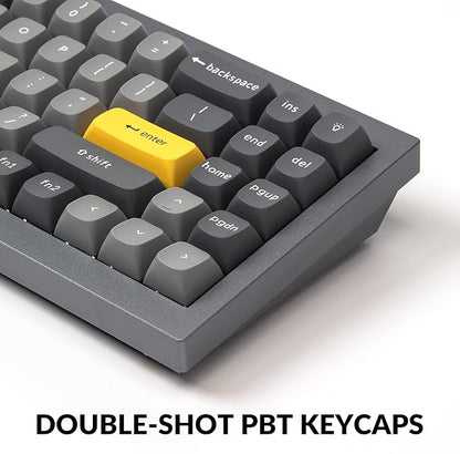 Keychron Q7 Wired Custom Mechanical Keyboard, 70% Layout QMK/VIA Programmable Macro with Hot-swappable Gateron G Pro Red Switch Double Gasket Compatible with Mac Windows Linux (Grey)