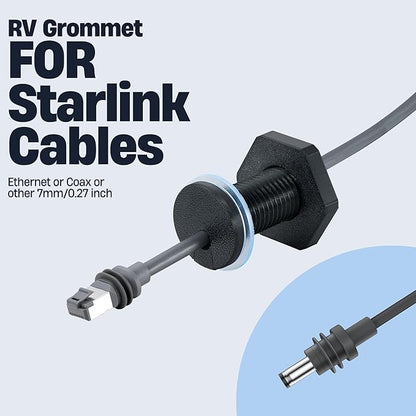 RV Cable Passthrough for Starlink mini, RV Cable Grommet Compatible with Starlink, Ethernet, Coax, Water-Resistant and Anti-Drop RV Cable Routing(Black)