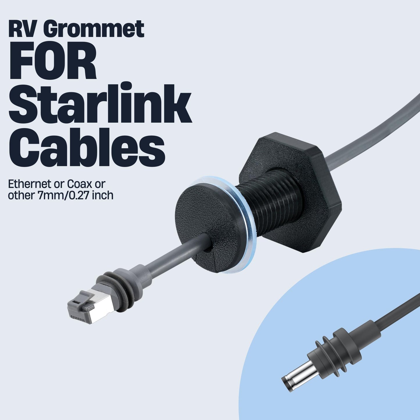 RV Cable Pass Through kit for Starlink, Camper Wall Cable Grommet 55mm 1pcs