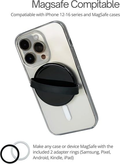 Heesch Magnetic Phone Grip for Back of Phone Ring Holder for Phone Case with Loop Finger Strap for iPhone 16 Pro Max Grip Magsafe Accessories, Black Loopy Phone Case