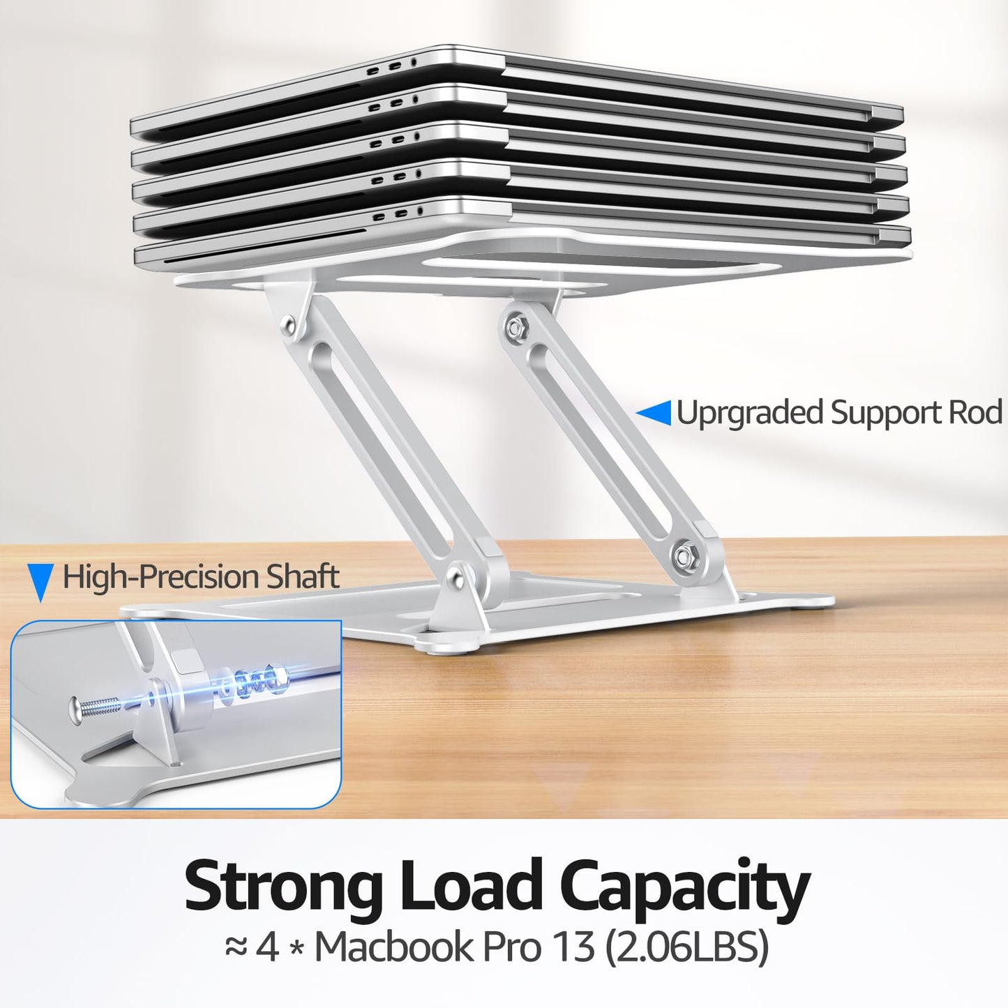 Urmust Adjustable Laptop Stand for Desk, 10-15.6“ Laptop Riser, Silver