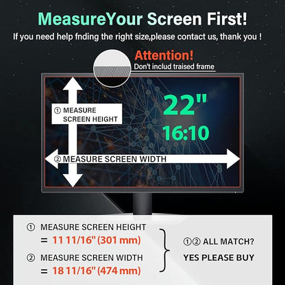 [2 Pack] Magnetic 22 Inch Computer Privacy Screen for 16:10 Aspect Ratio Widescreen Monitor, Hanging Eye Protection Anti Glare Blue Light Computer Monitor Privacy Filter, Removable 22in Protector Film