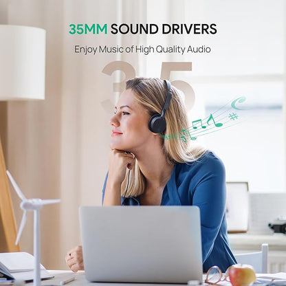 Yealink UH42 USB Headset with Microphone for PC Computer, Wired Headphones Teams Certified, Noise Cancelling Mic, in Line Control, Mute Button, Cable Length 7.05FT, All Day Comfort