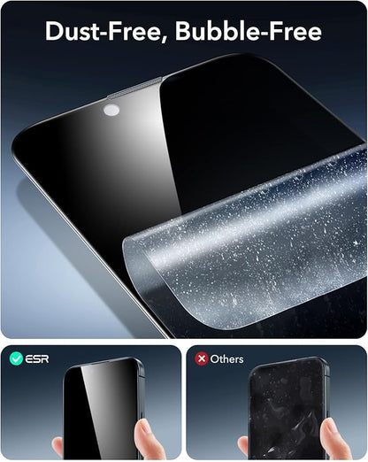 ESR 3 Pack 9H+ Glass for iPhone 16e/ iPhone 14/ iPhone 13/13 Pro Privacy Screen Protector, [Military Grade Shatterproof & Longest Durable] Armorite Anti-spy Tempered Glass with UltraFit Tray
