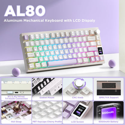YUNZII AL80 75% Wireless Aluminum Mechanical Keyboard(Beige, Gateron Zero)
