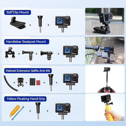 DJI Osmo Action 5 Pro Standard Combo,with 58 Piece Accessory Kit and 2 Extra Batteries + 64GB Card - Waterproof Action Camera with 1/1.3" Sensor, 4K/120fps Video, Action Camera 4K Ideal for Sports