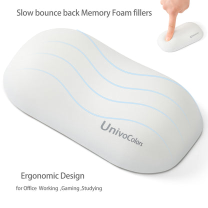 UnivoColors Design-Wave Wrist Rest, Artificial Sheepskin+Memory Foam+Ergonomic+Anti-Slip Gel, Resilience Support During Work and Gaming,Mouse Accessory,White
