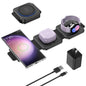 Travel Charger for Samsung Multi Devices, Foldable 3 in 1 Wireless Charging Station Fast Charging Stand/Pad Compatible for Samsung Galaxy S26/S25/S24/S23/Note20 Galaxy Watch8/7/6/Galaxy Buds4(Pink