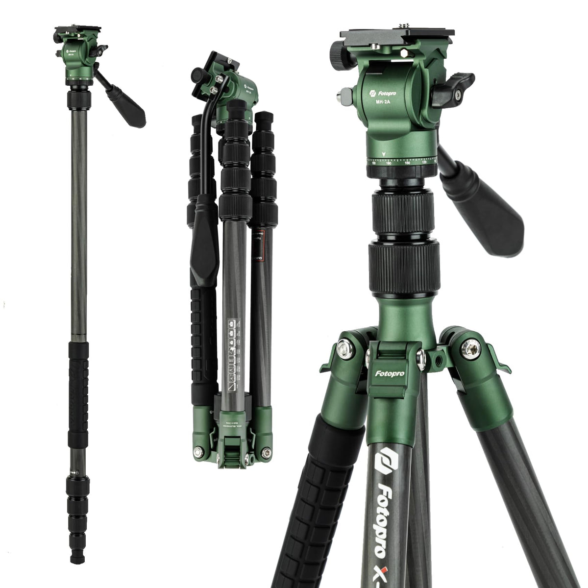 Fotopro X-GO Max 68" Carbon Fiber Camera Tripod, Professional Heavy Duty Camera Tripod with Ball Head, Detachable Monopod, Dia.28mm Leg, Load up to 26.46lbs, Weights only 3.3lb, for DSLR