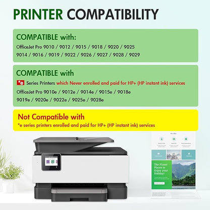 962 962XL Ink Cartridges Combo Pack：Replacement for HP Ink 962XL Black and 962 Color for HP OfficeJet Pro 9010 Series 9015 9018 9025 9020 9012 9014 9016 9019 9022 9026 9027 9028 9029 Printer