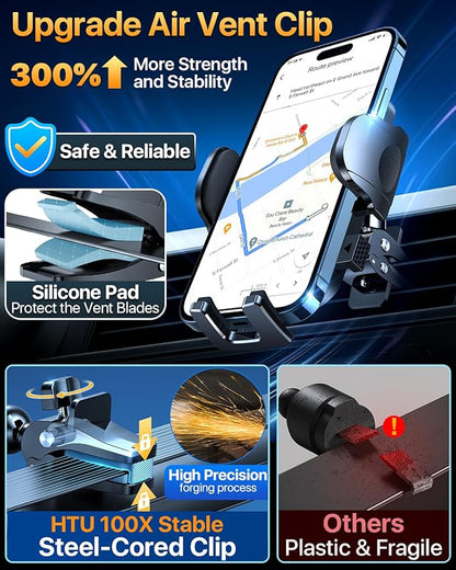2025 Ultimate Car Phone Mount【98+LBS Strongest Suction & Military-Grade】【Patent & Safety Certs】 Cell Phone Holder Truck Stand for Dashboard Windshield Vent for iPhone 15 Pro Max 14 Samsung,Dark Grey