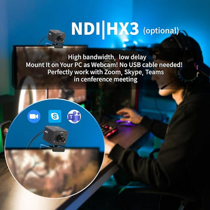 4K Native NDI|HX3 POV Box Camera PoE, Simultaneously HDMI & SDI Output, RTSP/RTMP(s)/SRT, Standalone Live Streaming to YouTube/Facebook/Twitch for Webcast, Meeting, Teaching & Gaming (M12 AF)