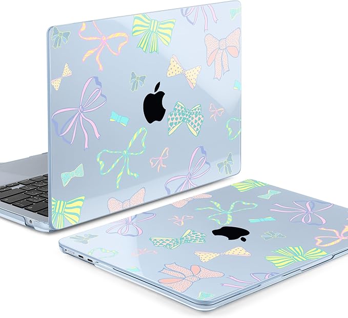 MEEgoodo Case for M4/M3/M2 MacBook Air 13.6 inch Case 2025 2024 2022, Fit Model A3240/A3113/A2681, Laptop Hard Shell with Keyboard Cover Compatible with MacBook Air 13 inch, Hand Drawn Doodles & Bow