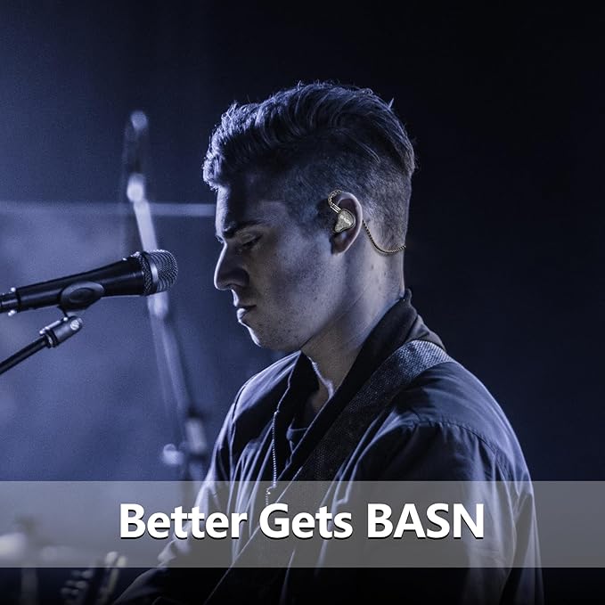 BASN Bmaster5 in Ear Monitors, 5 Drivers Drummer Headphones with Powerful Bass, Noise Isolation IEM Earbuds with Detachable MMCX Sliver-Plated OFC Cable for Musicians (Midnight Black, MMCX)