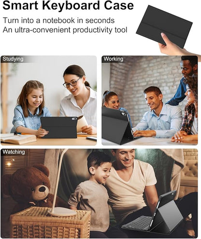 D DINGRICH for iPad 10th Generation Case with Keyboard (10.9", 2022), Smart Folio Leather Cover with Pencil Holder, Rechargeable, Magnetic Wireless Keyboard for 10.9 inch Apple iPad 10th Gen, Black